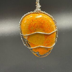 Bumblebee jasper wire wrapped pendant- Healing necklace
